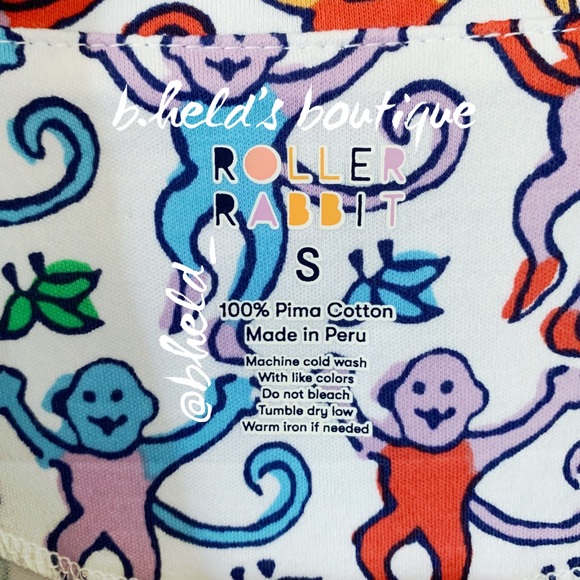 Roller Rabbit Disco Monkey Polo Pajamas in Rainbow Size Small S Brand New NWT - Picture 6 of 16